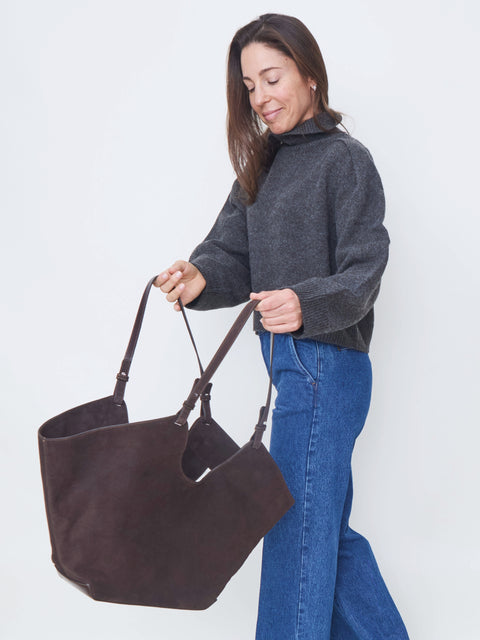 Dahlia, chocolate suede