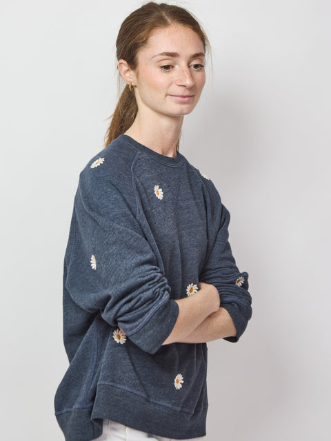 Slouch Sweatshirt, Blue Daisy