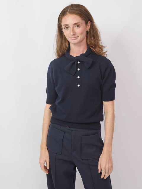 Bow & Pearl Sweater, Deep Night