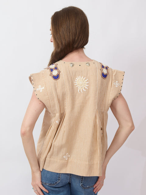 Nadine Coin Top, Cedar