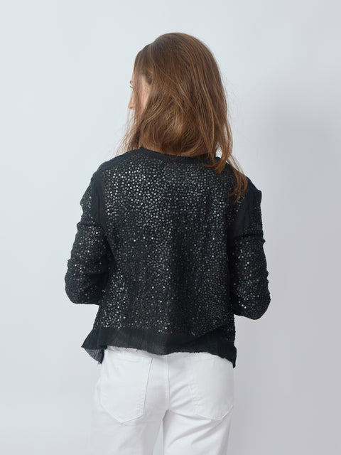 Sequin Cardigan, Black