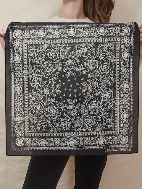 Cotton Rosey Bandana, Black