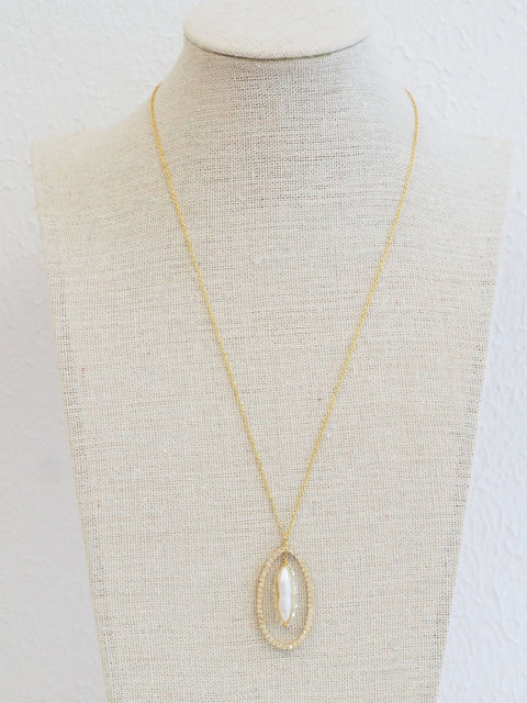 Crystal Pearl Drop Necklace