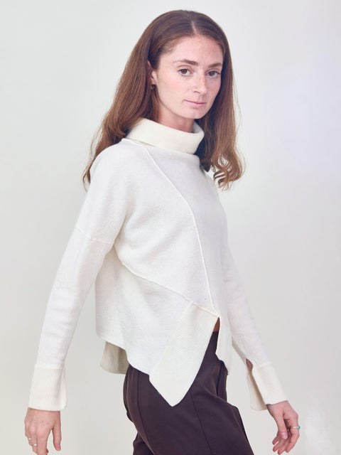 Seamed Turtleneck, cream