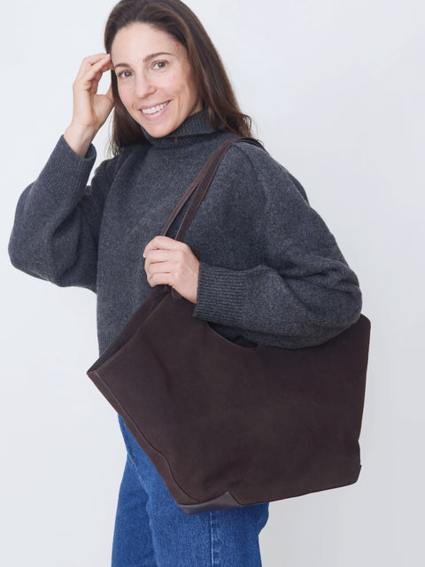 Dahlia, chocolate suede
