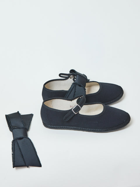 Cotton Mary Jane Maxi Bow, carbone
