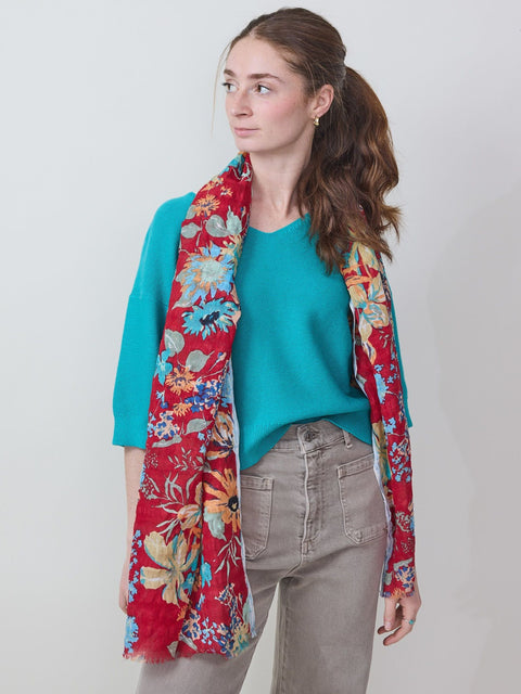 Classic Flowers Stole, Rouge