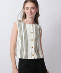 Stripe Godet Top, Affogato stripe