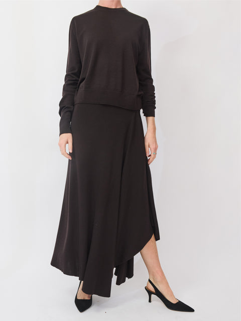 Skirt with Cascade, Espresso