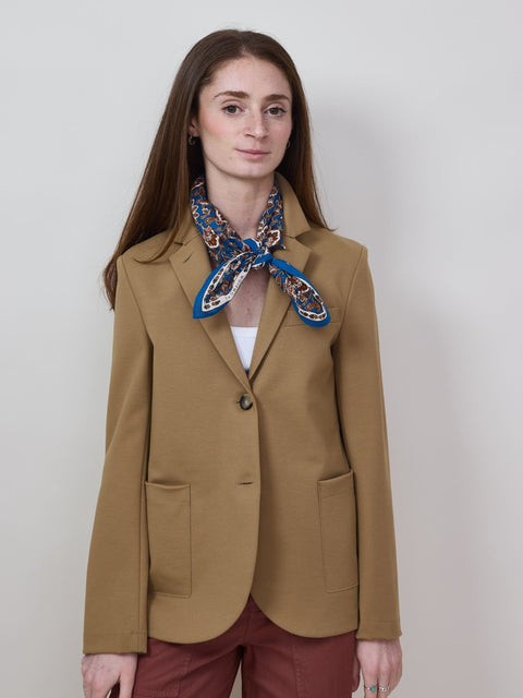 Stand-Up Collar Blazer, Tan Techno