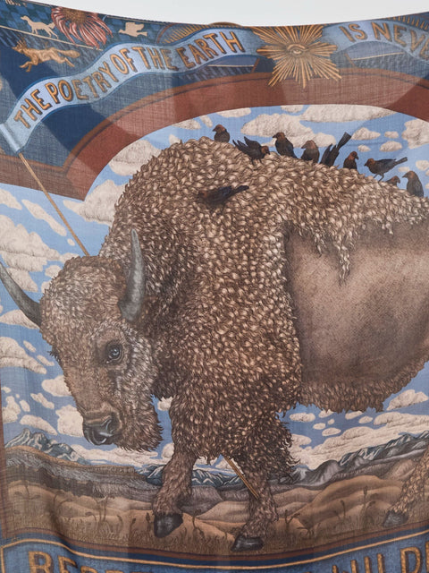 Secrets of the Bison, 135cm wool/silk, chambray