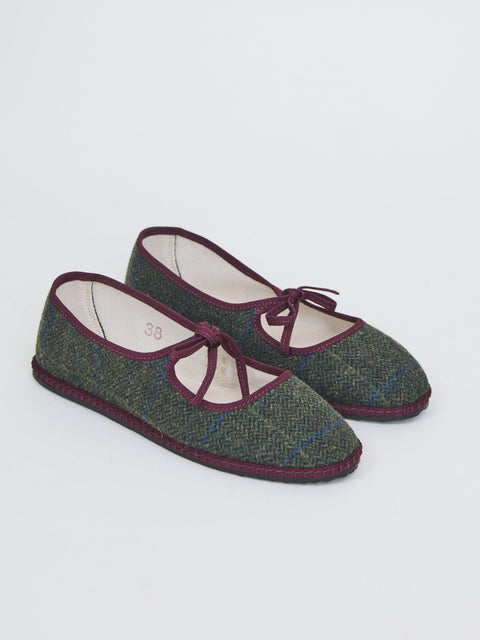 Brigitte Wool, green/bordeaux