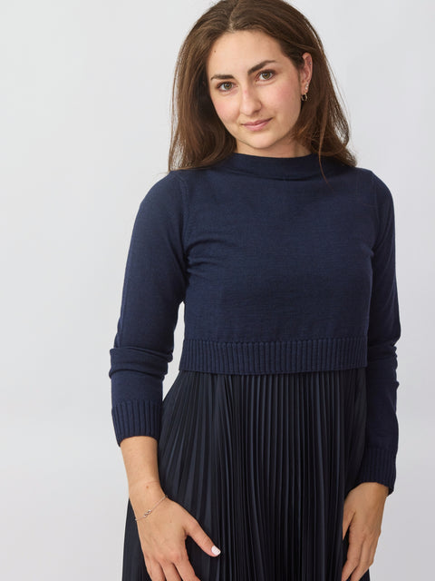 Pleated Two-Piece Dress, Paris Blue