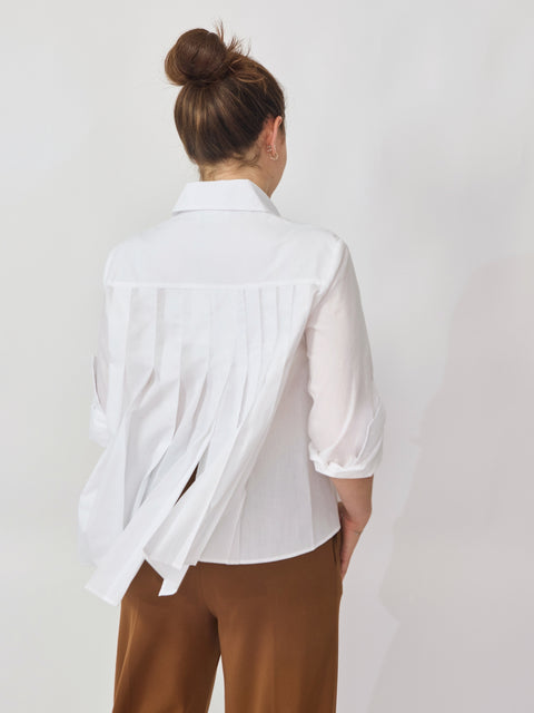 Pleated Asymmetrical Top, White