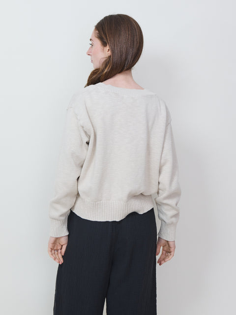 V-Neck Crop Sweater, Natural
