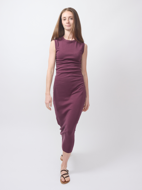 Beautiful lady wears marled grey crewneck sweater.