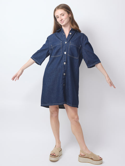 Satilly Dress, soft denim