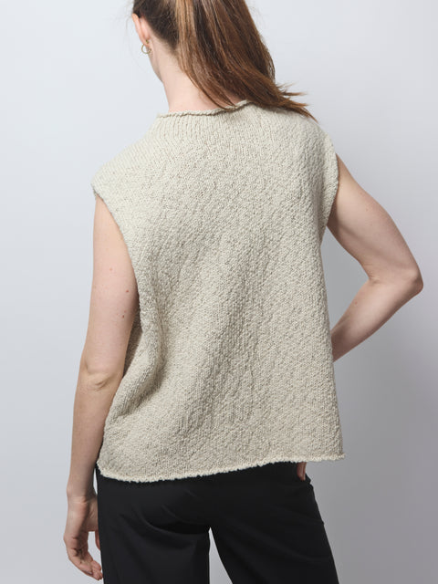 Cotton Slub Vest, Ecru