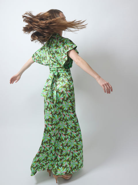 Corvo Wrap Dress, greens