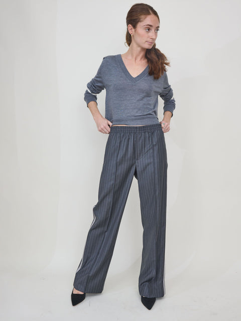 Chaplin Trousers, Grey Pinstripe