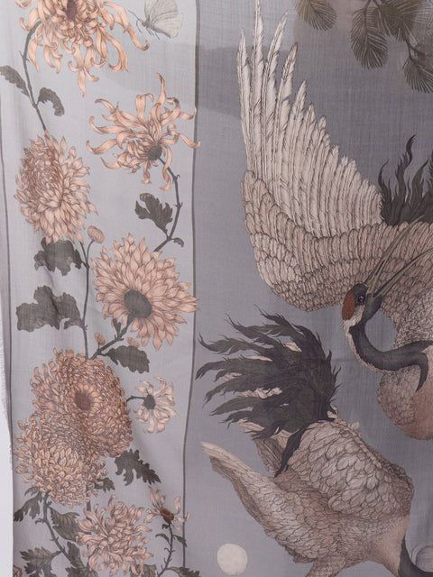 Wind Dancer, Heaven Caller, 135cm silk/wool, Ash/Cinder