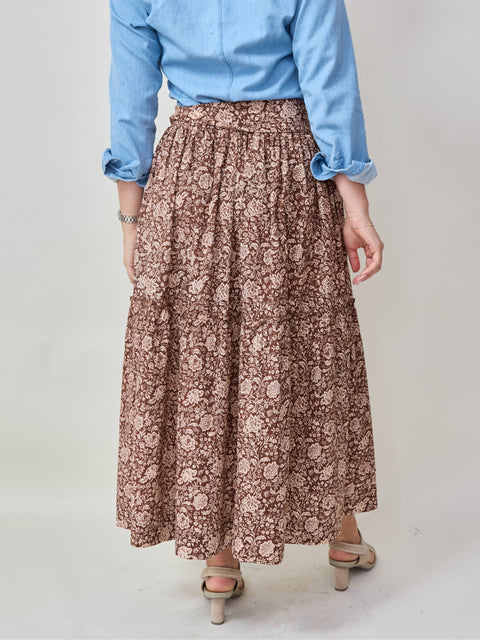 Francoise Skirt, cocoa floral