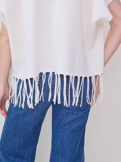 Fringed Open Vest, flour de sel