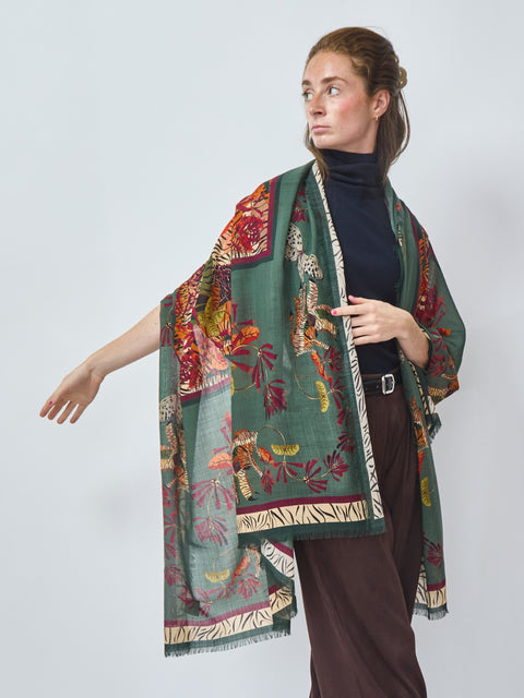 Natural Camouflage Silk & Wool Scarf