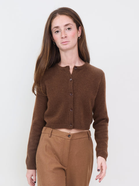 Cropped Cardigan, castagno