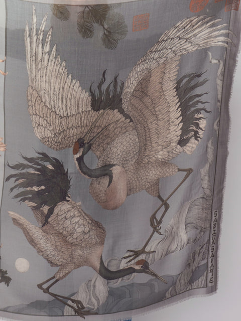 Wind Dancer, Heaven Caller, 135cm silk/wool, Ash/Cinder