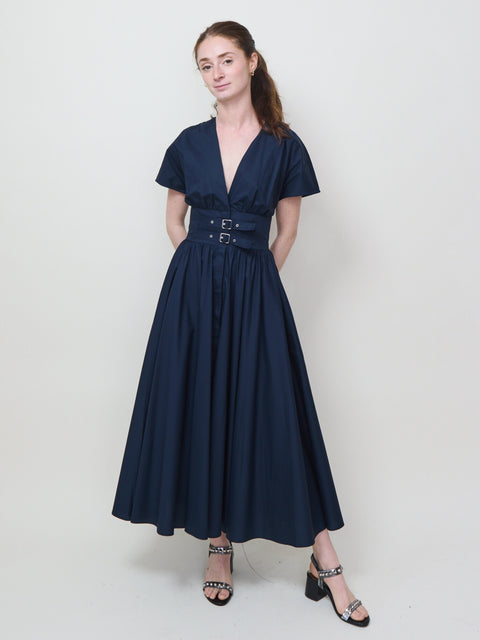 Buckle Waist Dress, navy