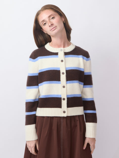 Striped Cardigan, Brown/Cream