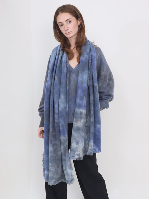 Cocoon Fringe Scarf, Blue Night