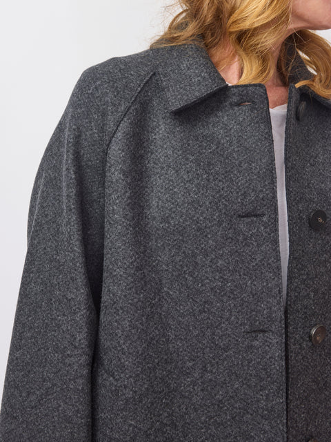 Balmacaan Cashmere Coat, Anthracite Twill