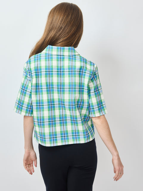 Rugby Top, blue/green plaid