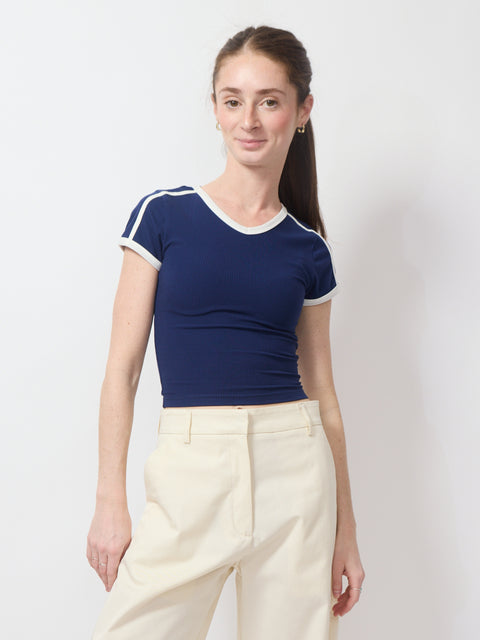 Sporty Tencel Rib Baby Tee, navy