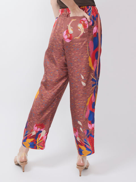 Aloe Silk Trousers, dusty rose