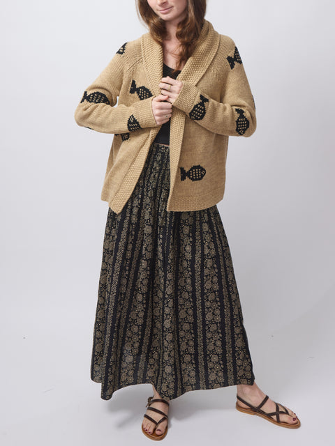 Canary Skirt, black & cream token floral
