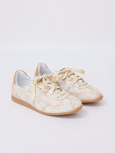 Crackle Leather Sneaker, White