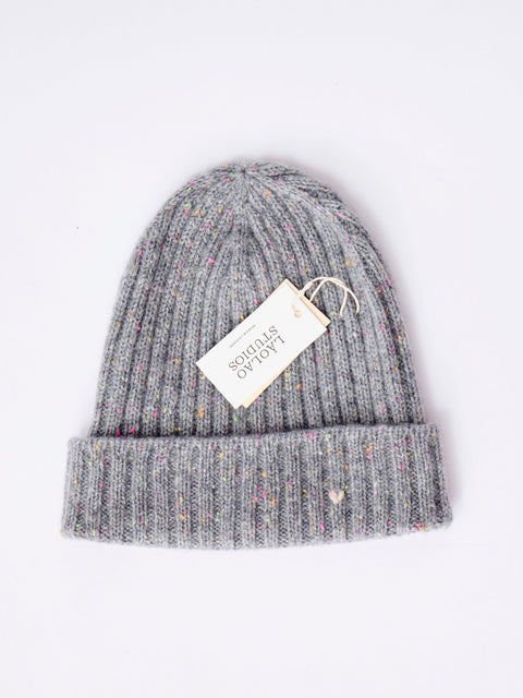 The Rib Beanie, Grey Confetti