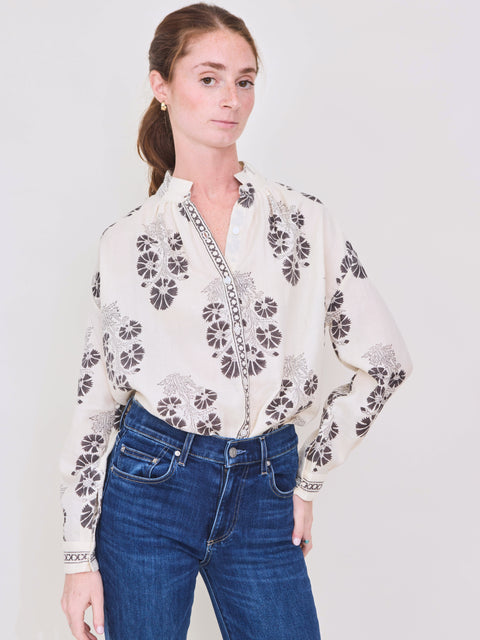 Kiki Flower Shirt, White Java