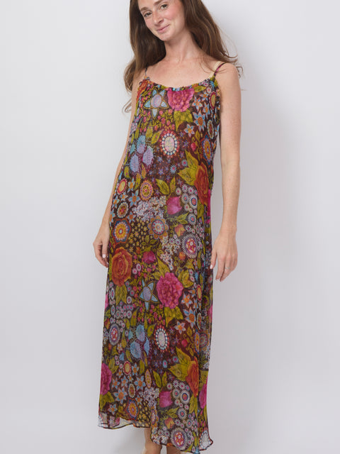 Athens Bloom Mirage Dress, Dark Brown