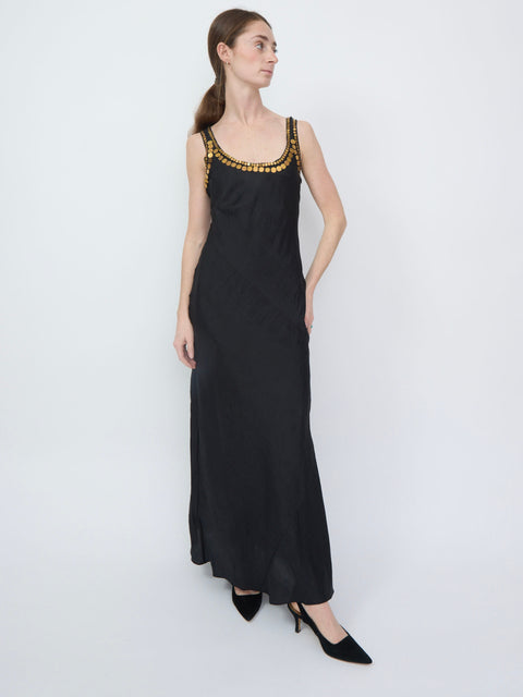 Adele Gilded Coin Dress, black
