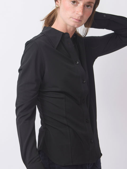Merce Slim Button Up, Black