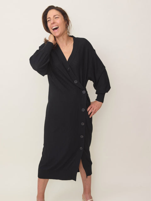 Drippy Cardi Dress, Black