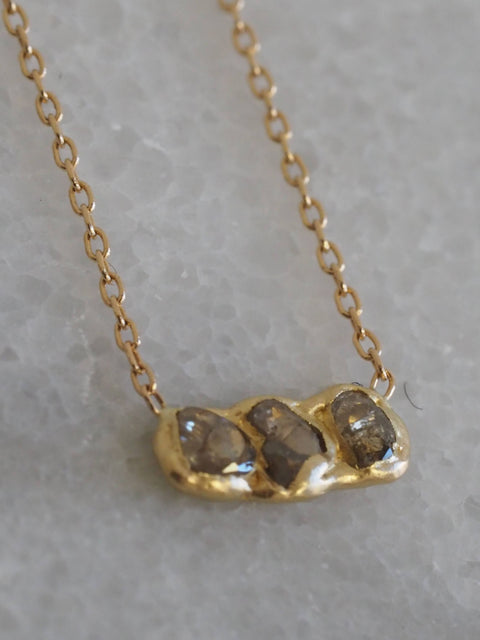 Rough Champagne Diamond Necklace, 14k