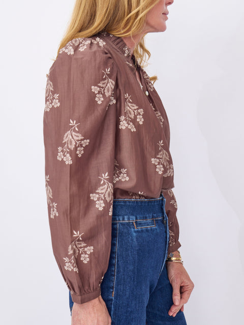 Annabel Doe Elderflower Shirt, Medium Brown