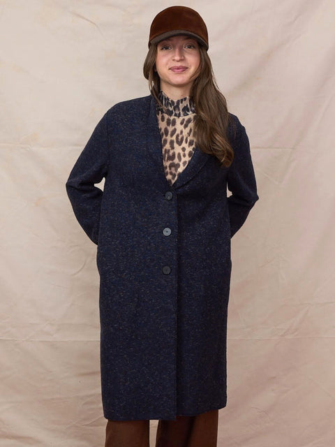 Boiled Wool Overcoat, midnight mouline