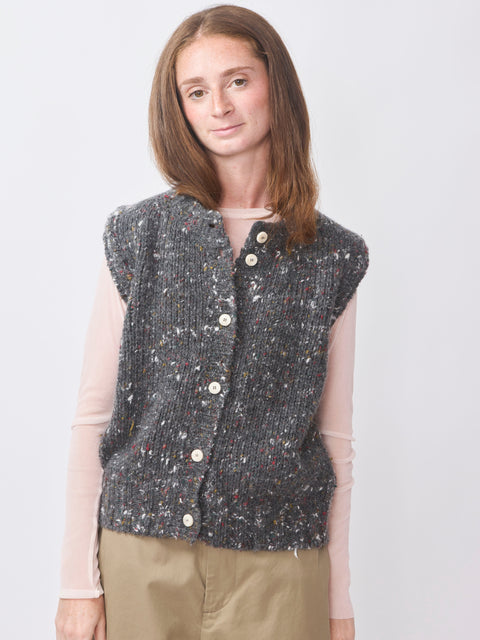 Gilet Knitted Tweed in Maglia, Antracite