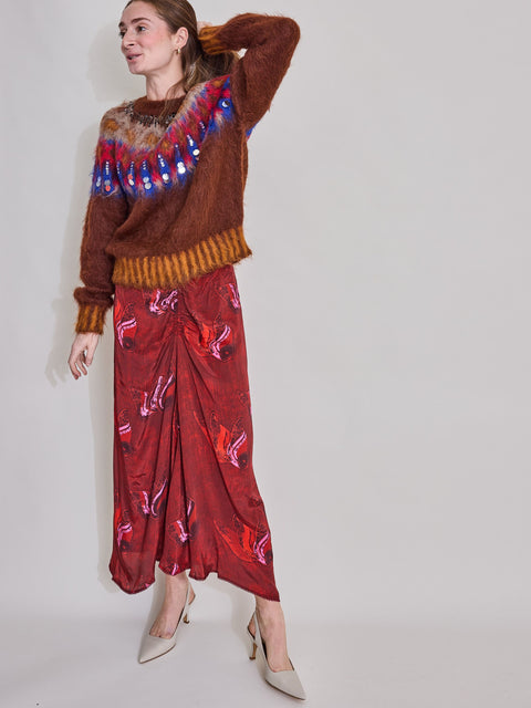 Bonny Midi Skirt, Red